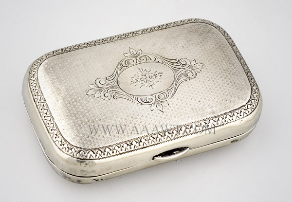 Coin Silver Snuff Box,
H.E.Baldwin & Co., New Orleans, LA., c-1840, entire view